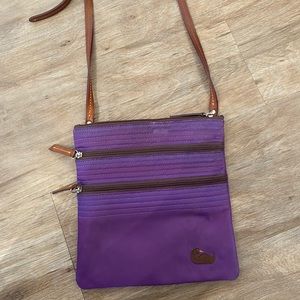 Dooney & Bourke Triple Zip Crossbody Purple Nylon